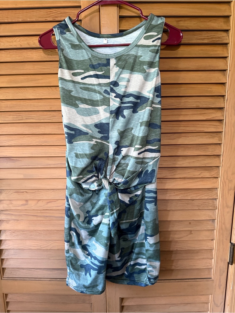 Sleeveless Green Camo Twist-Front Dress